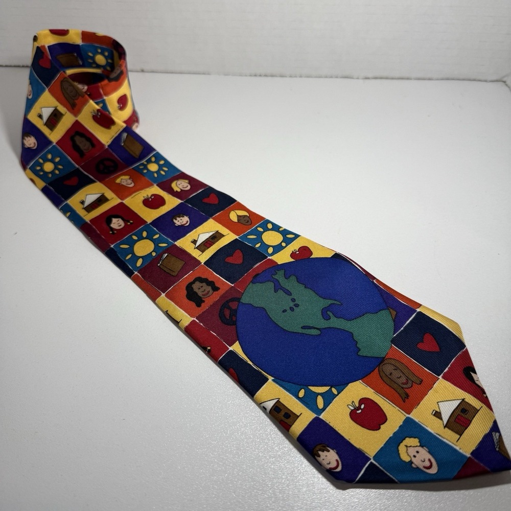 Vintage Save The Children Mens Neck Tie Love Makes The World Go Round Amanda -15